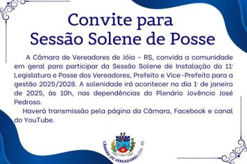 CONVITE PARA SESSÃO SOLENE DE POSSE