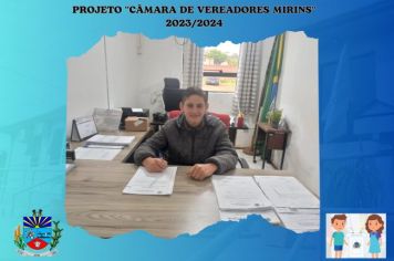 Notícia: Vereador Mirim eleito ,  Talison C. Strada que representa a Escola Estadual de Ensino Fundamental Dr. Edmar Kruel, esteve visitando o Poder Legislativo.