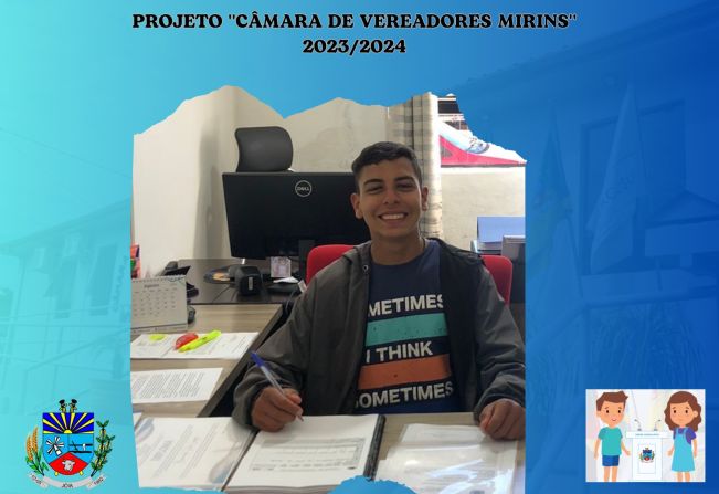 Vereador Mirim eleito Michel N. Maciel, que representa a Escola Estadual de Ensino Médio Joceli Corrêa, esteve visitando o Poder Legislativo.