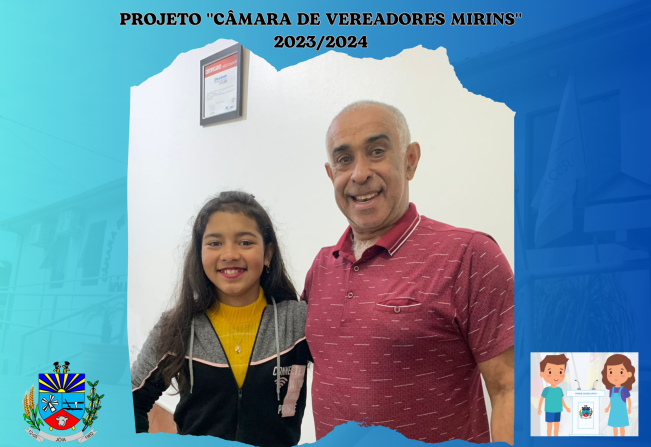 Vereadora Mirim eleita Antônia Gabriele Laureano da Silva, que representa a Escola Municipal de Ensino Fundamental Silva Jardim, esteve visitando, acompanhada de sua família, o Poder Legislativo